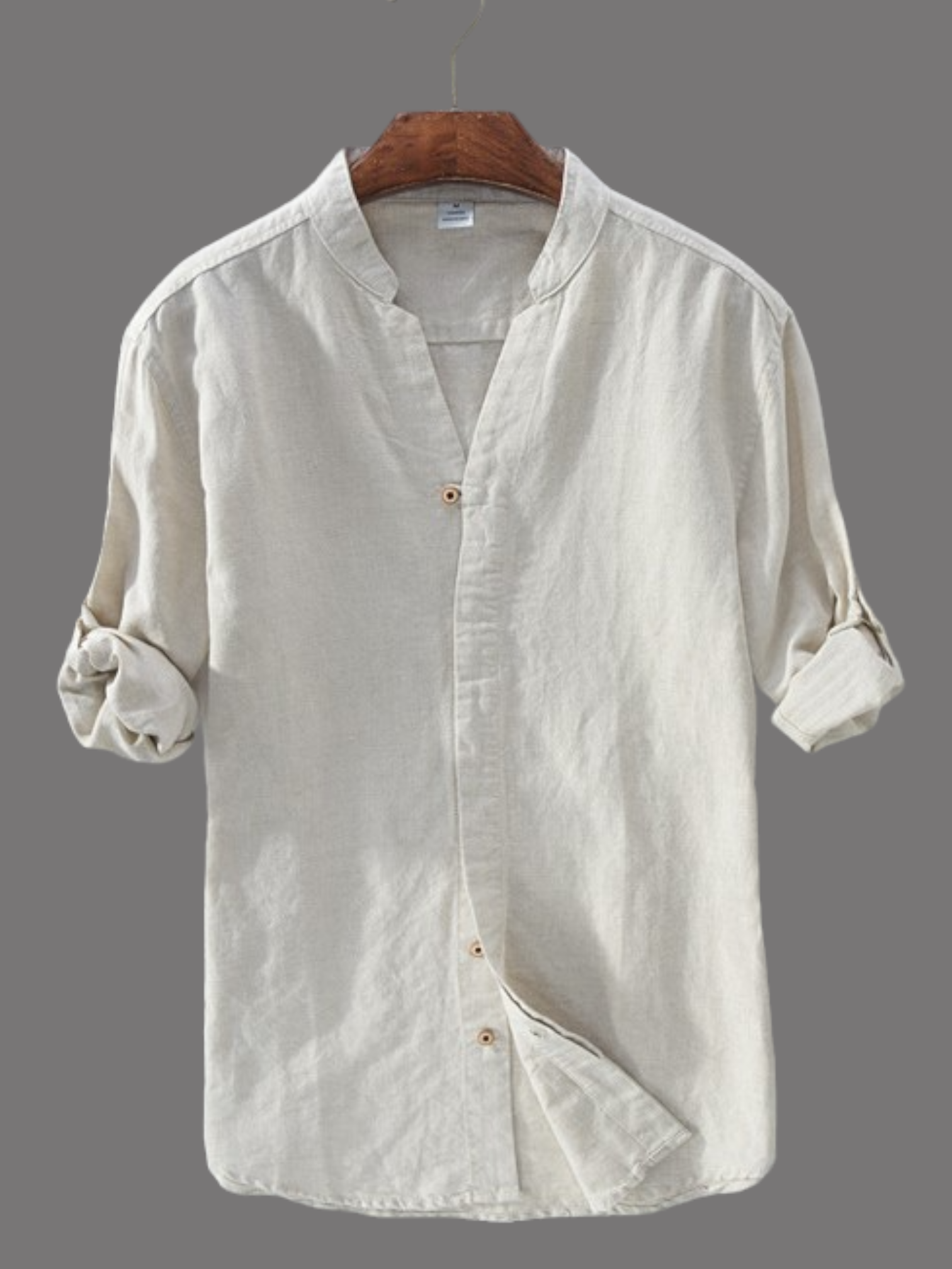 A Men’s Cotton Long Sleeve Khaki Casual Shirt