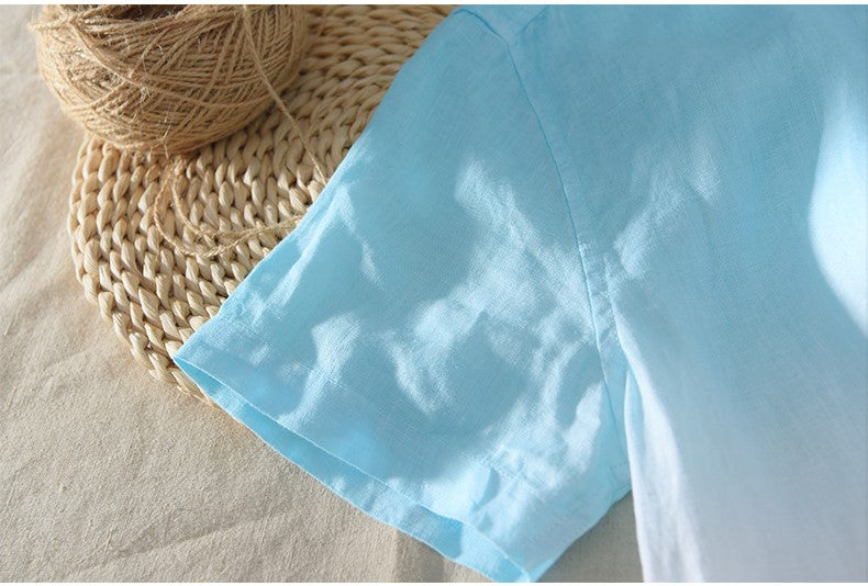 Cool and Calm: The Perfect Sky Blue-White Gradient Shirt for Any Occasion