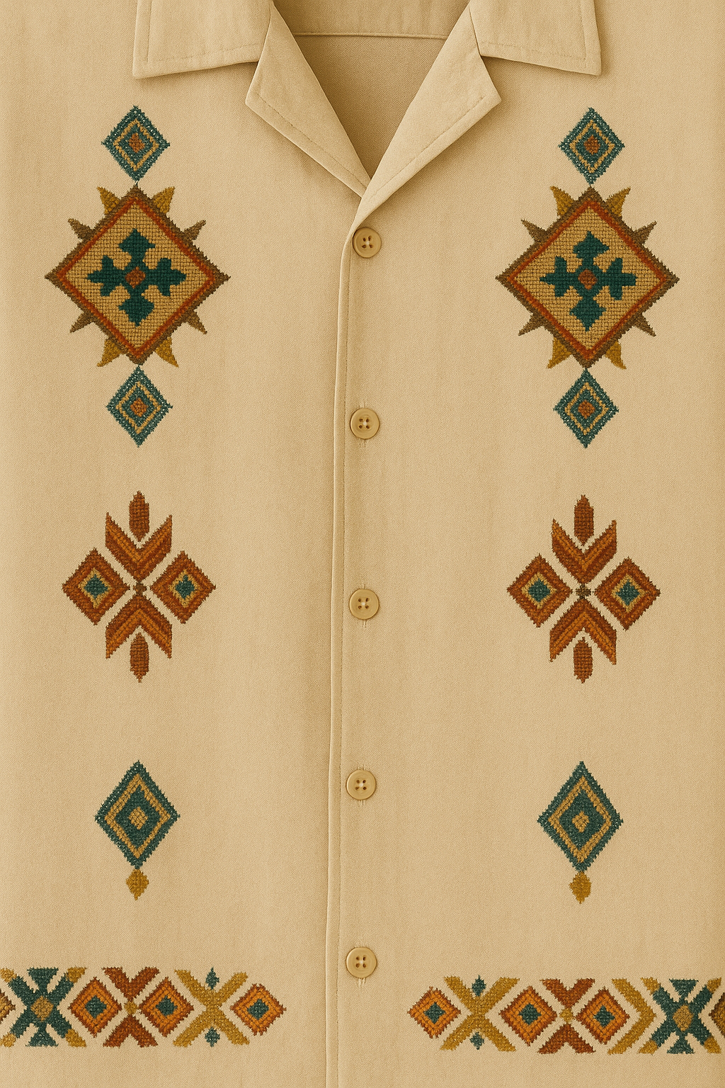 Men’s Geometric Embroidered Cotton Shirt