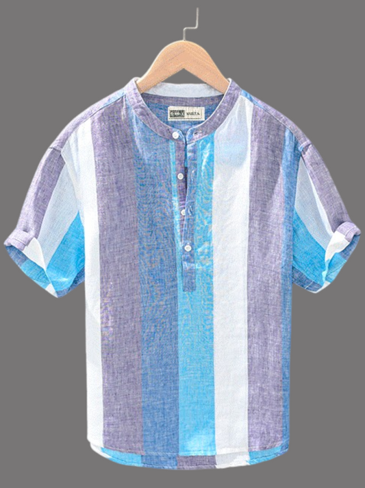 #Classic Comfort: Men's Striped Cotton Kurta