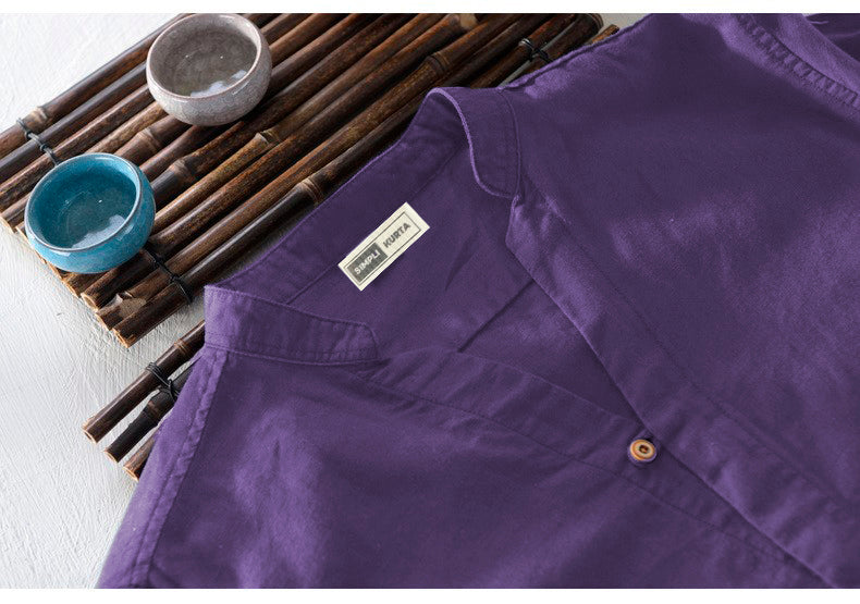 Men’s Royal Purple Cotton Long Sleeve Casual Shirt