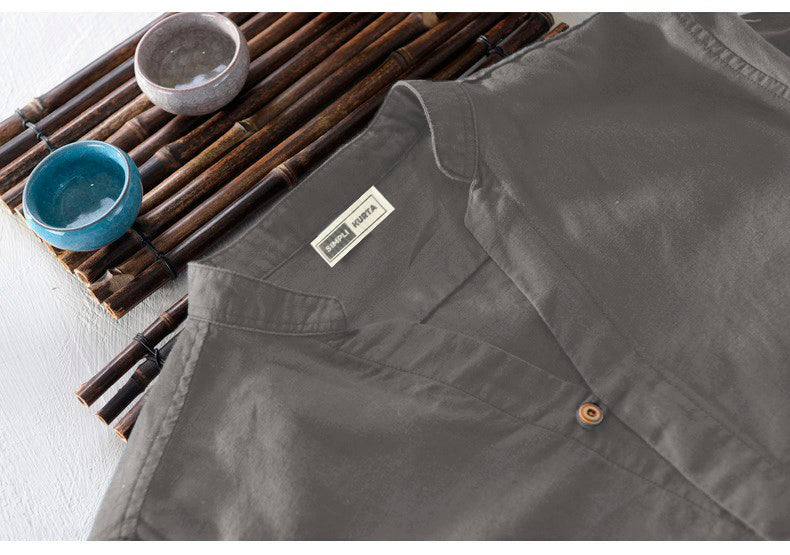 Men’s Charcoal Grey Long Sleeve Cotton Shirt