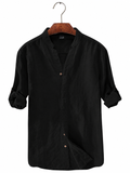 Men's Black Cotton Kurta Shirt – Mandarin Collar