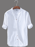 #A Men Cotton Long Sleeve White Casual Shirt