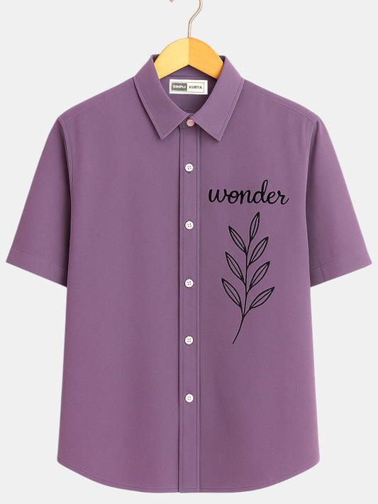Purple Wonder Embroidered Men's Casual Shirt | Elegant Style | Embroidered Shirt