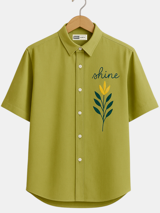 Men’s Premium Cotton Embroidered Short Sleeve Shirt – Casual Designer Wear