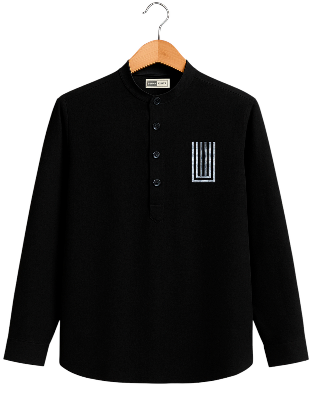 Black  Fauna Acrylic and Thread Embroidered Kurta With Black Pants main image 1