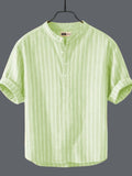 Men’s Mint Green Striped Cotton Kurta Shirt | Casual Wear