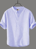 Men’s Lavender Striped Cotton Kurta Shirt | Casual Wear