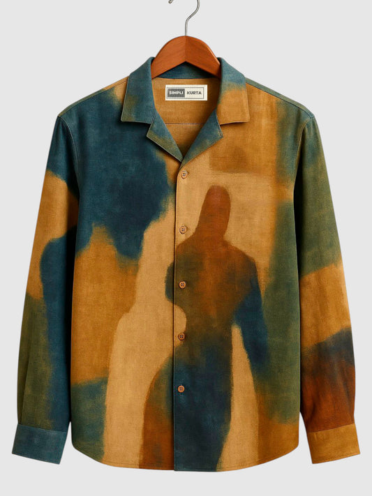 Men’s Abstract Brush-Dyed Shirt