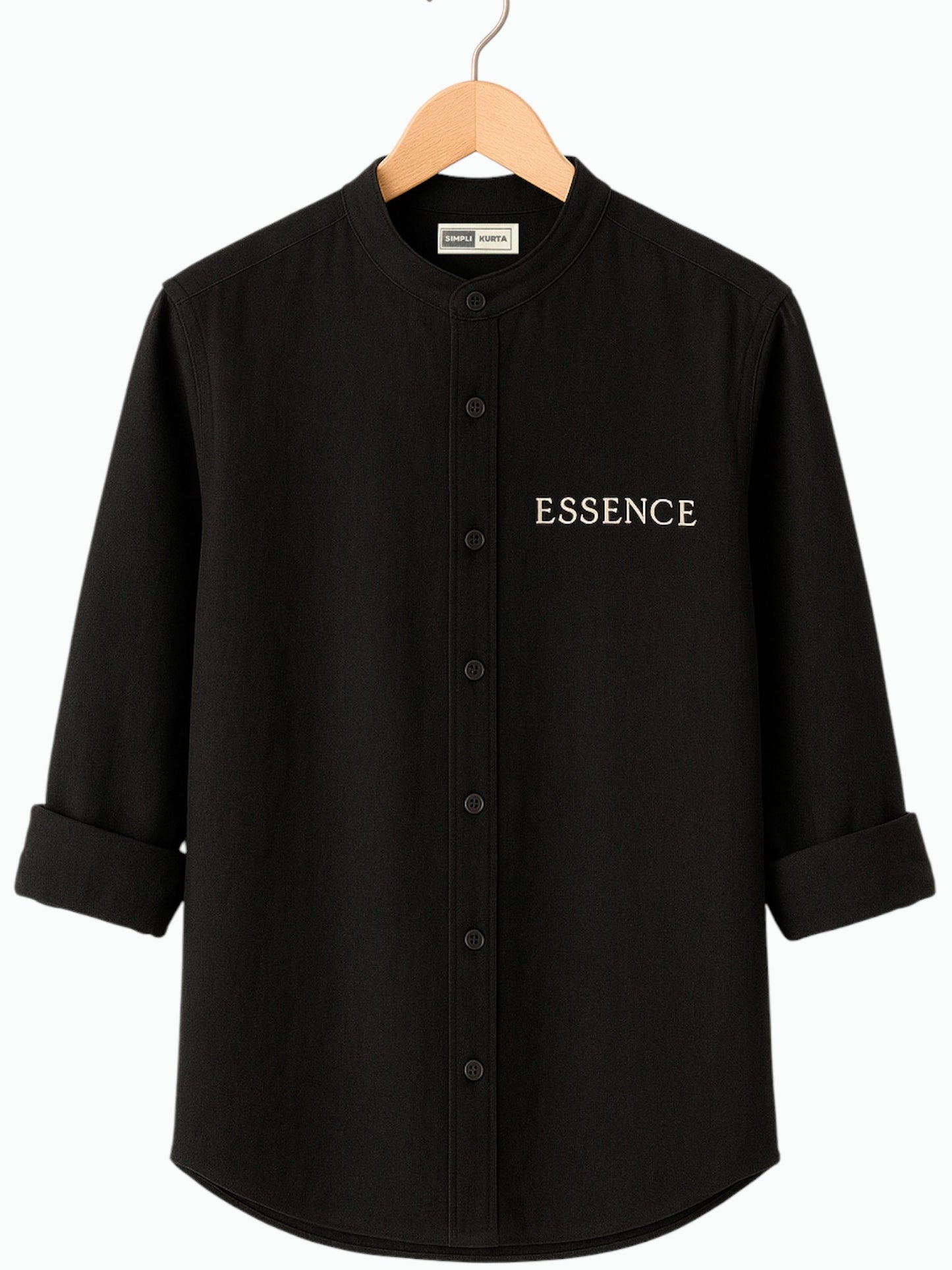 Black Premium Cotton Kurta – Minimal Embroidered Edition