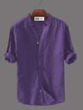 Men’s Royal Purple Cotton Long Sleeve Casual Shirt