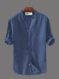 Men’s Navy Blue Long Sleeve Cotton Shirt