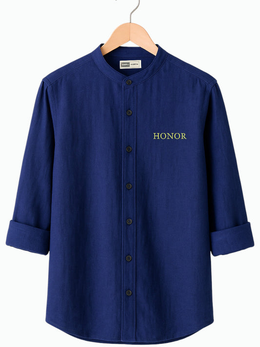 Royal Blue Embroidered Men’s Cotton Shirt | Premium Casual & Everyday Wear